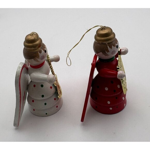Wooden Angel Musicians Christmas Tree Ornaments Vintage Guitar Lyre Players - Picture 6 of 9